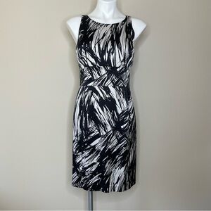 Ann Taylor Black and White Patterned Silk Sleeveless Dress